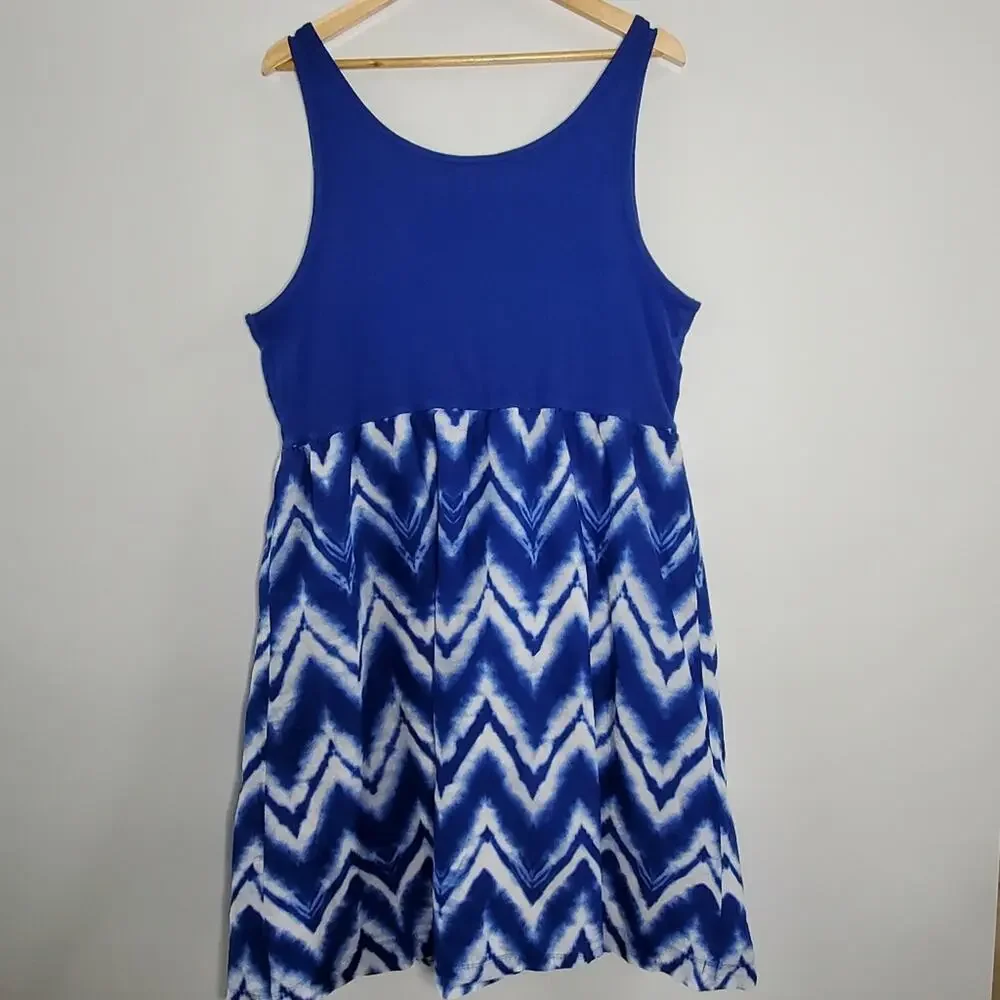 Gap Brand Blue & White lined midi  tank dress Size XXL - Picture 5 of 7